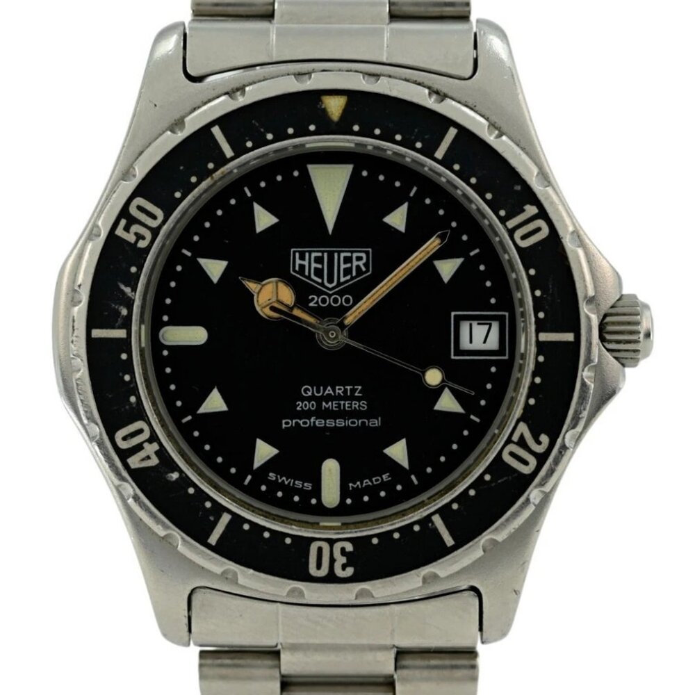 Heuer (Pre-Tag) Men's 37mm Professional 2000 Series Black Dial Watch Ref